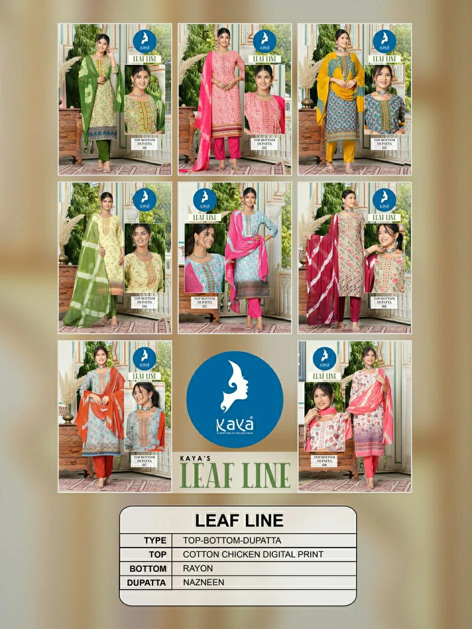 Kaya Leaf Line Cotton Chicken Digital Print Wholesale Readymade Salwar Suit Catalog — Wholesale Readymade Suit, Kaya wholesale from Surat — view 10